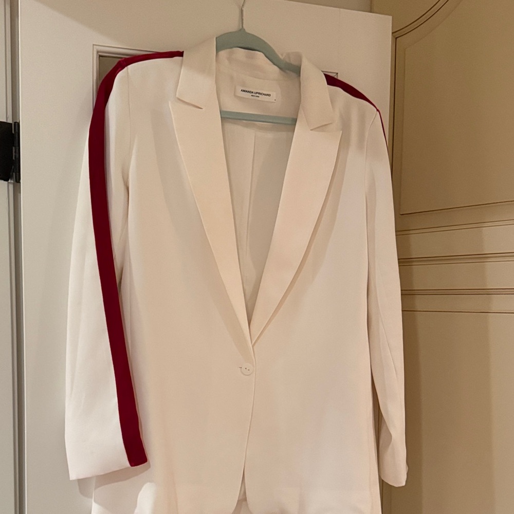 Women's Amanda Uprichard White and Red Blazer-size medium